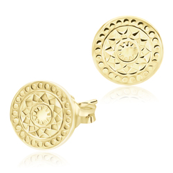 Gold Plate Mondalay Style Stud Earring STS-3182-GP